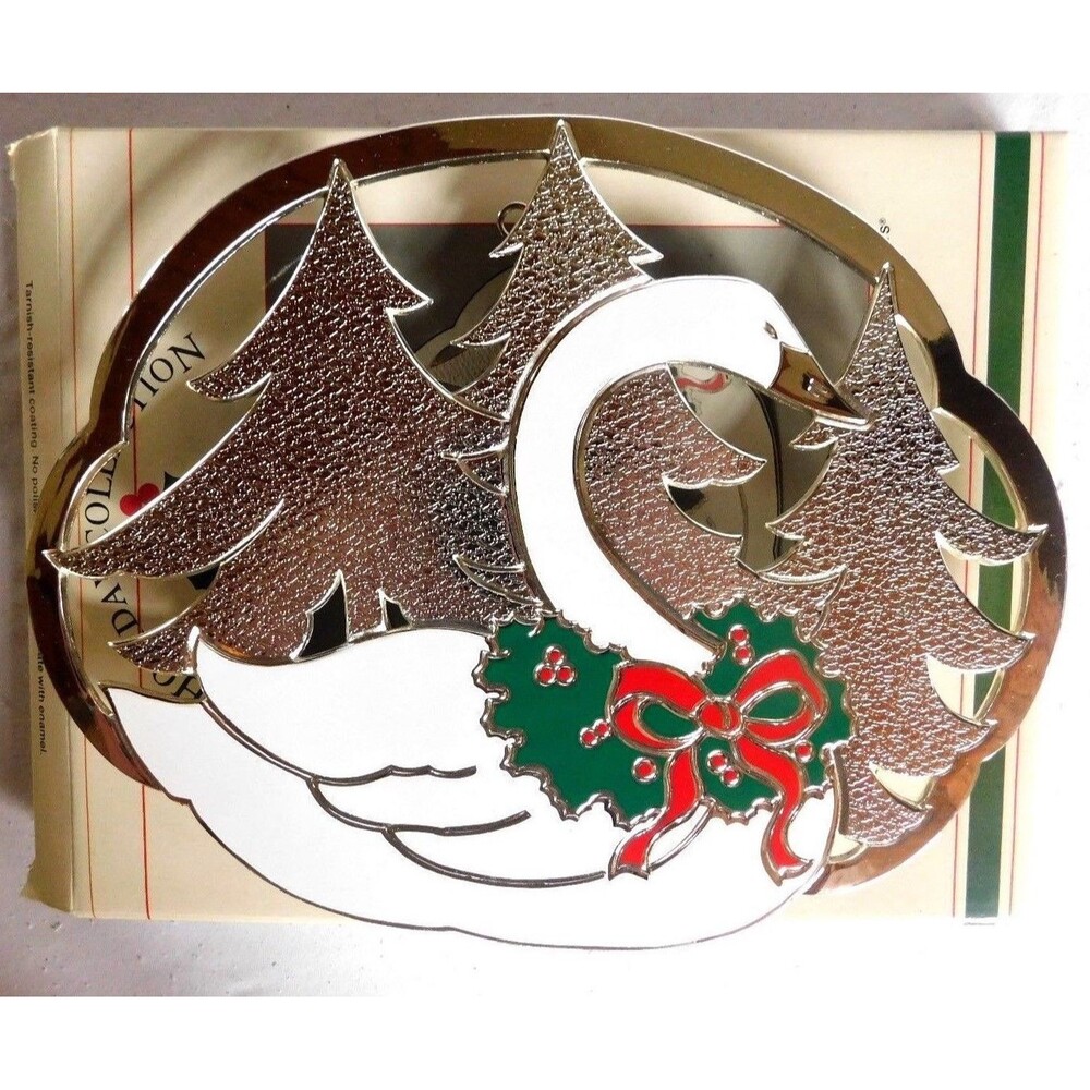 Vtg Wm. A. Rogers Home for the Holidays Silverplate Swan Trivet Oneida 1987